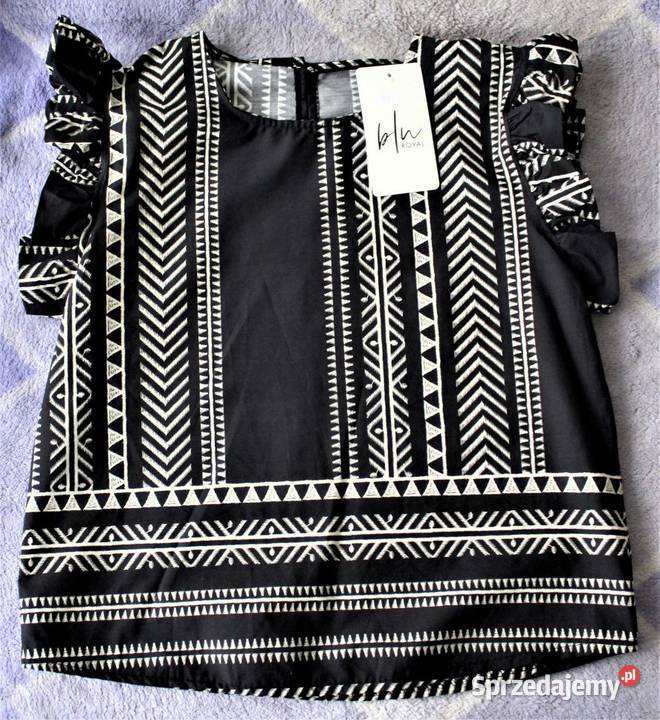 bluzka satynowa z printem Blue Royal Bluzki i koszule