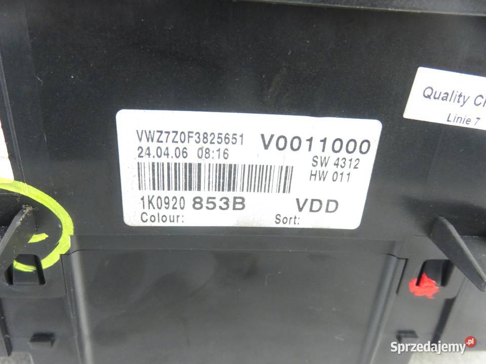 LICZNIK VW GOLF V 19 TDI 1K0920853B 110080246080 osobowe małopolskie