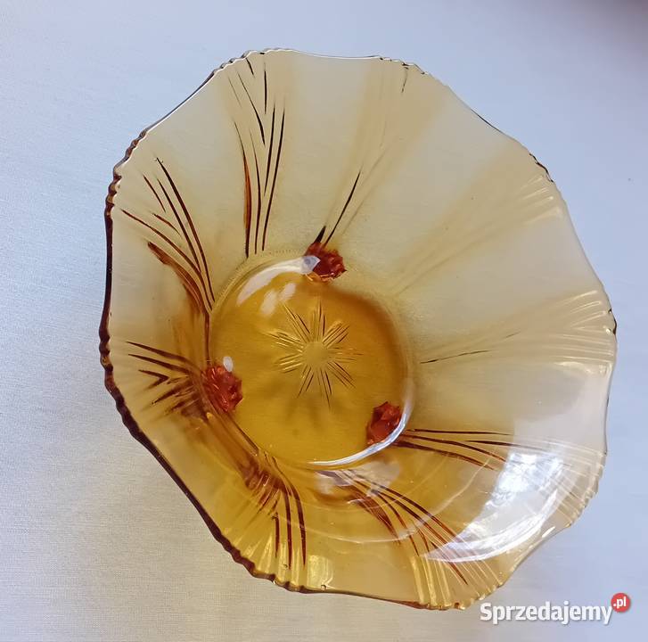 Brockwitz miodowa miska art deco na 3 nóżkach Koźminek