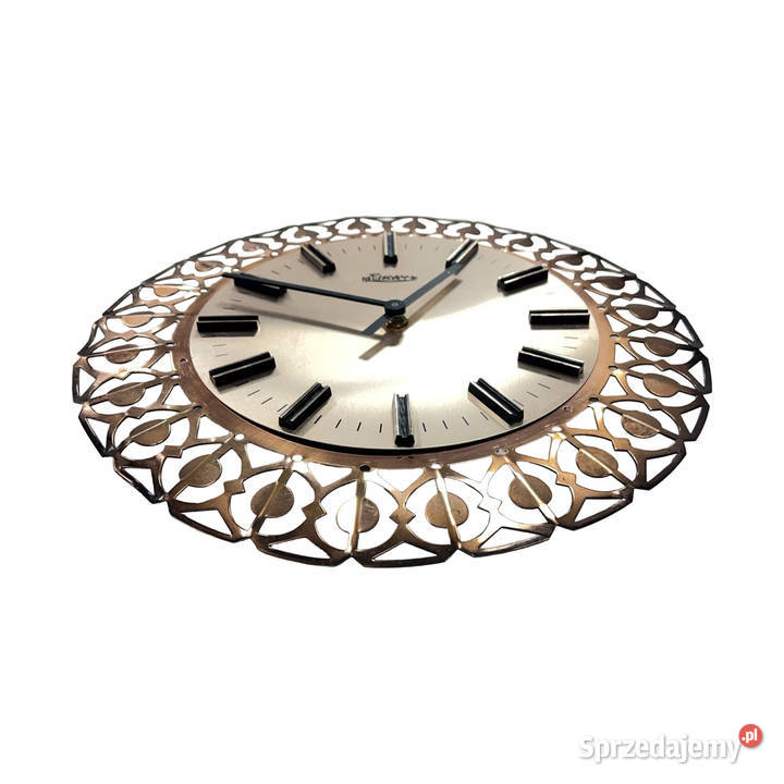 Zegar ścienny Richter mosiądz ażurowy RFN lata mazowieckie Warszawa
