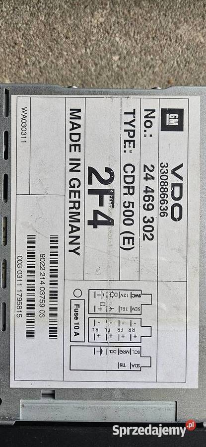Radio CDR500 i kieszeń Opel Jerzykowo