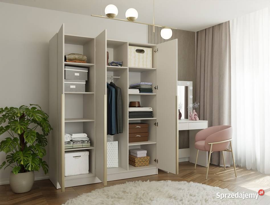 Szafa SENSO 3D 150 3 drzwi złote uchwyty