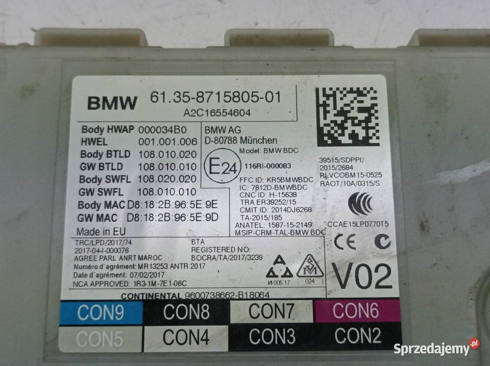 MODUŁ 8715805 Bmw Seria 5 VII 20172024 G30G31 Rok produkcji 2018
