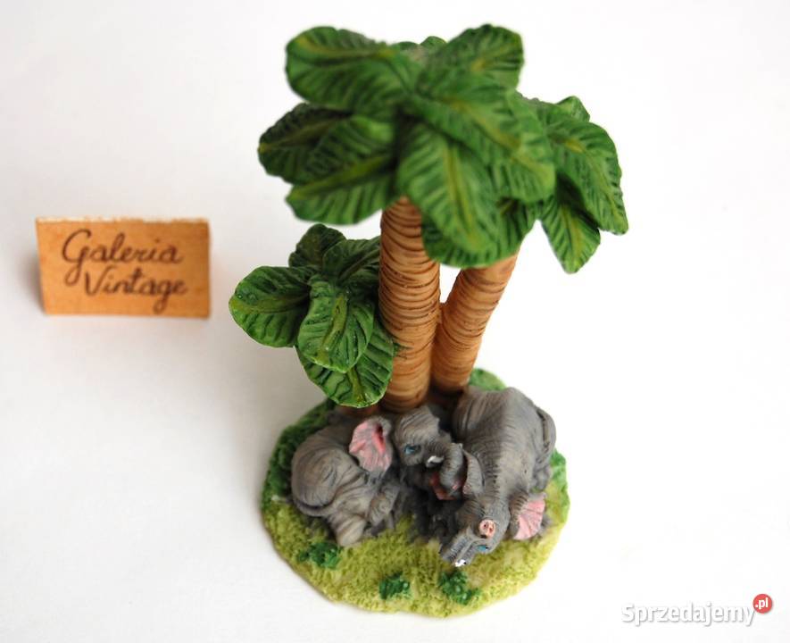Słoń słonie pod palmami figurka z żywicy wielokolorowy Figurki i rzeźby Lublin sprzedam