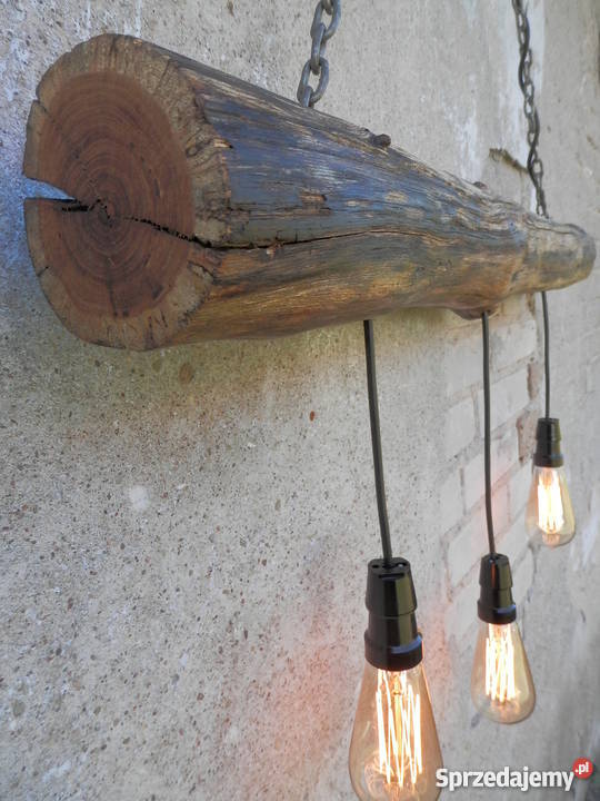 Żyrandol ręcznie wykonany ze starej belki Szczecinek