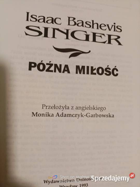 Singer Późna miłość książki pierwsze wydanie Proza i poezja sprzedam