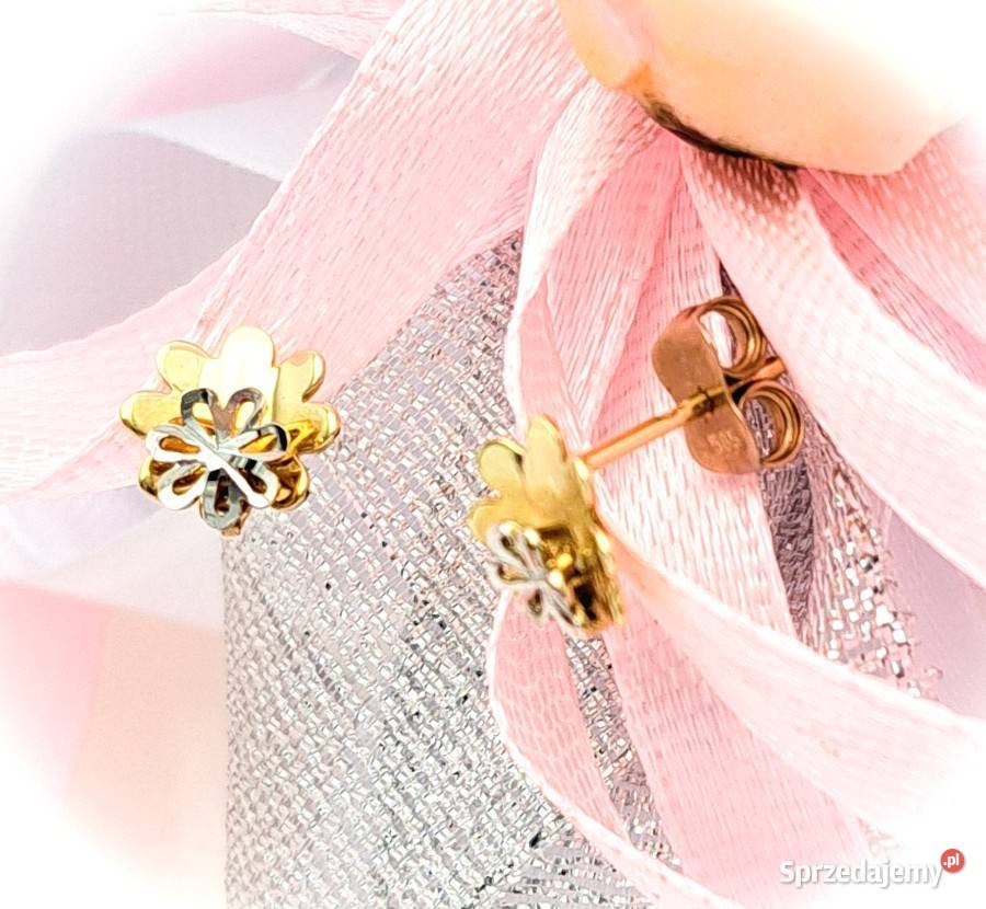 Kolczyki Złote pr585 Kwiatki sztyft Z169 Poznań