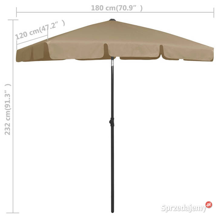 Parasol plażowy taupe 180x120 WM314722 Dom i Ogród Warszawa