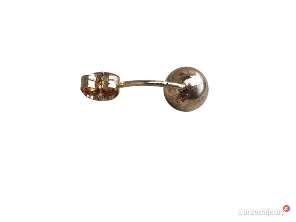 Stary kolczyk stalowy w kolorze złotym kulka Cieszyn