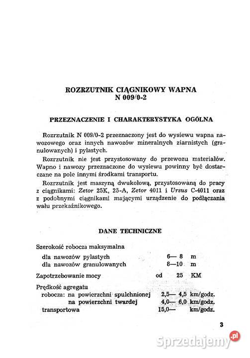 Rozrzutnik wapna N00902 PIAST instrukcja i Stalowa Wola