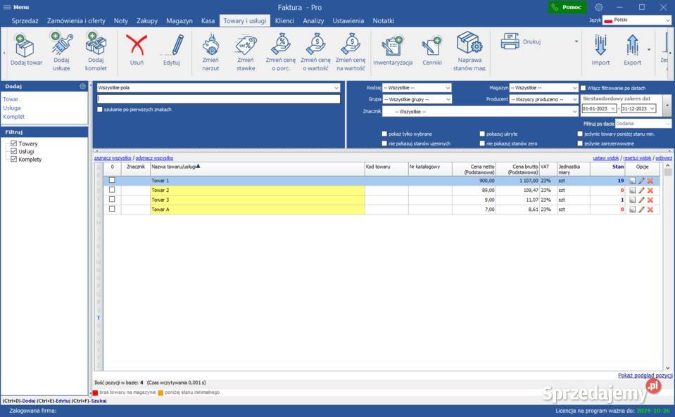 Faktura Pro faktury z magazynem i KSeF biurowe Łódź