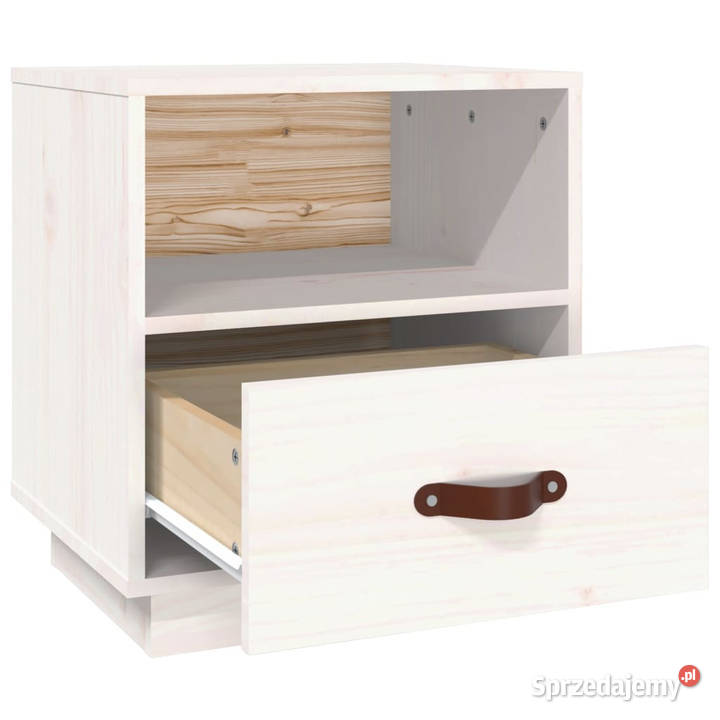 Szafka nocna biała 40x34x45 lite drewno sosnowe Nocne