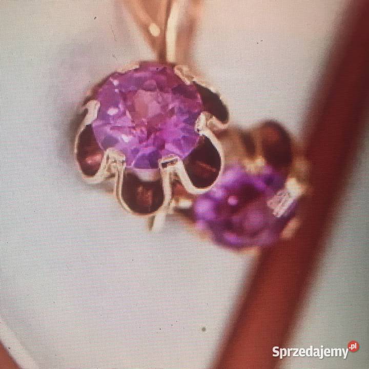 CIEKAWE ZŁOTE kolczyki z pieknymi kamieniami 585 Limanowa