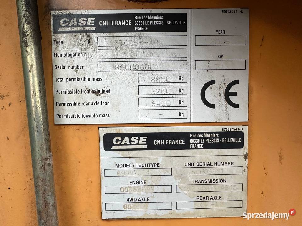 KoparkoŁadowarka CASE 580 SR z 2006 roku koparka Rok produkcji 2006 Złoczew sprzedam