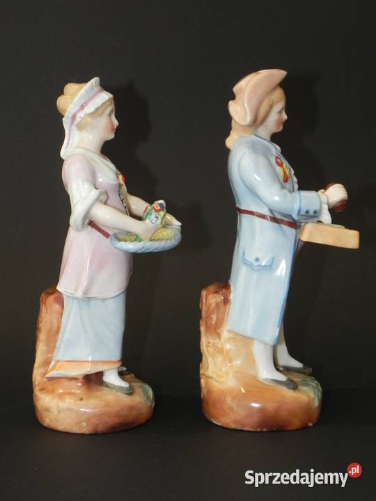 Porcelana stare figurki para sprzedawców Środa Wielkopolska