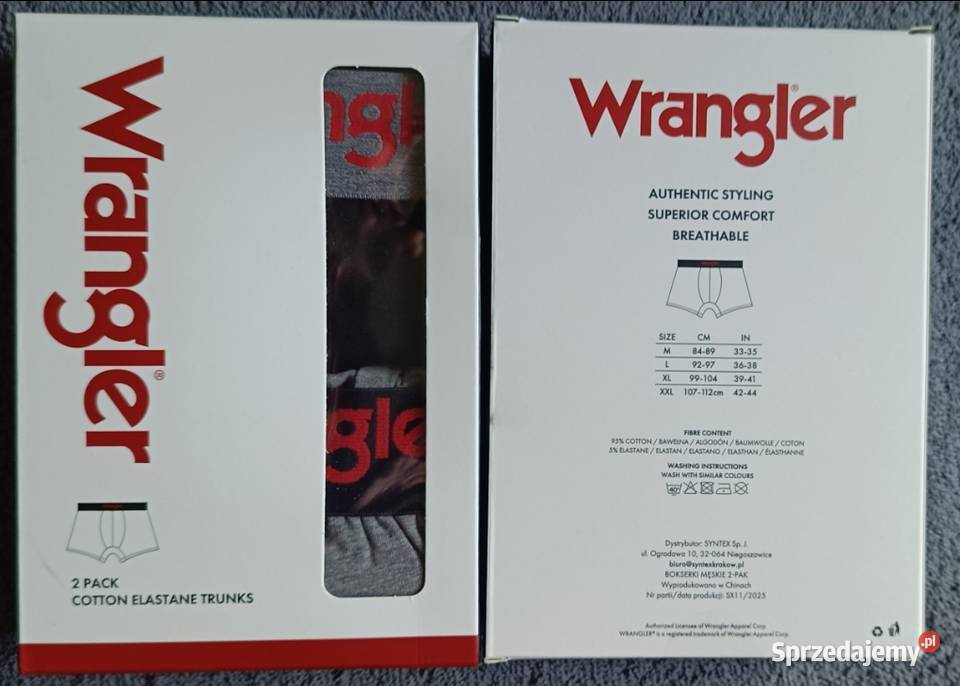 WRANGLER bokserki męskie 2pak rozmiar XL 99104 Wrangler Ełk