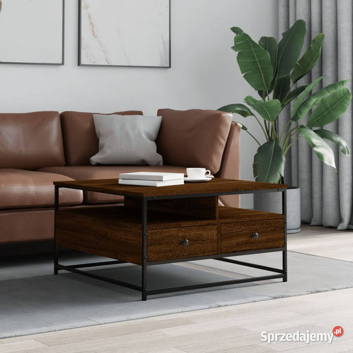 Stolik kawowy brązowy dąb 80x80x45 WM835293 Warszawa
