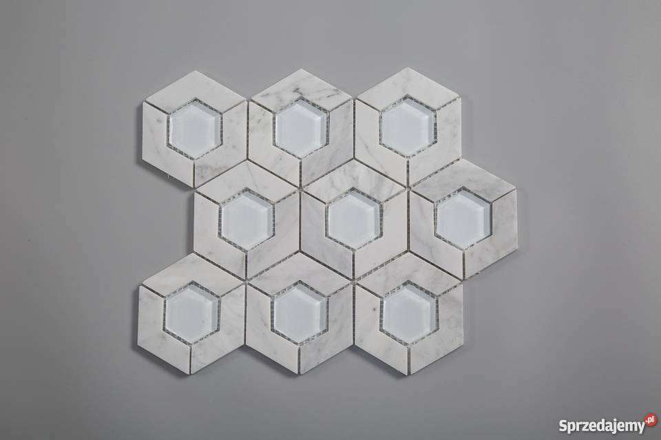 Mozaika FLOWER Bianco Carrara Crystall Glass