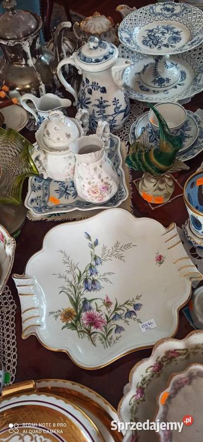 Patera z dzwonkami w bukiecie SygWeimar Porcelana i szkło Gdańsk