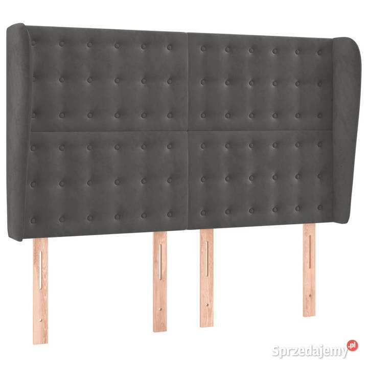 Zagłówek uszak ciemnoszary 147x23x118128 aksamit mazowieckie