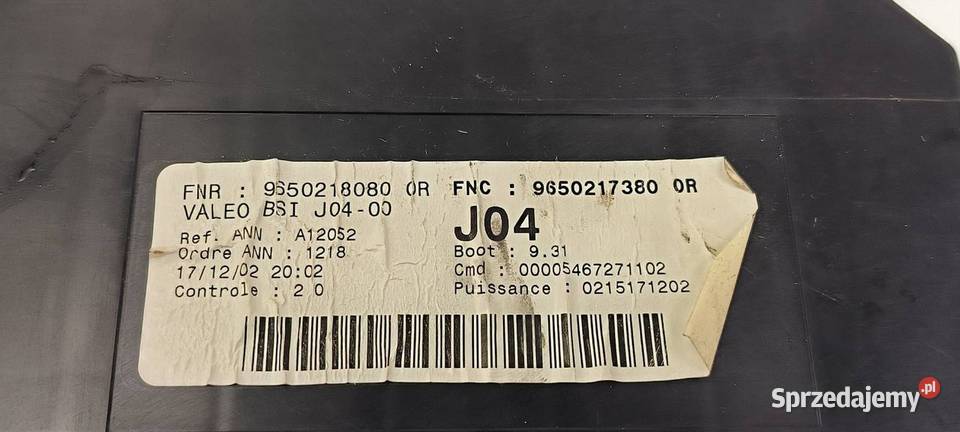 SKRZYNKA BEZPIECZNIKÓW PEUGEOT 307 9650218080 osobowe Lipno