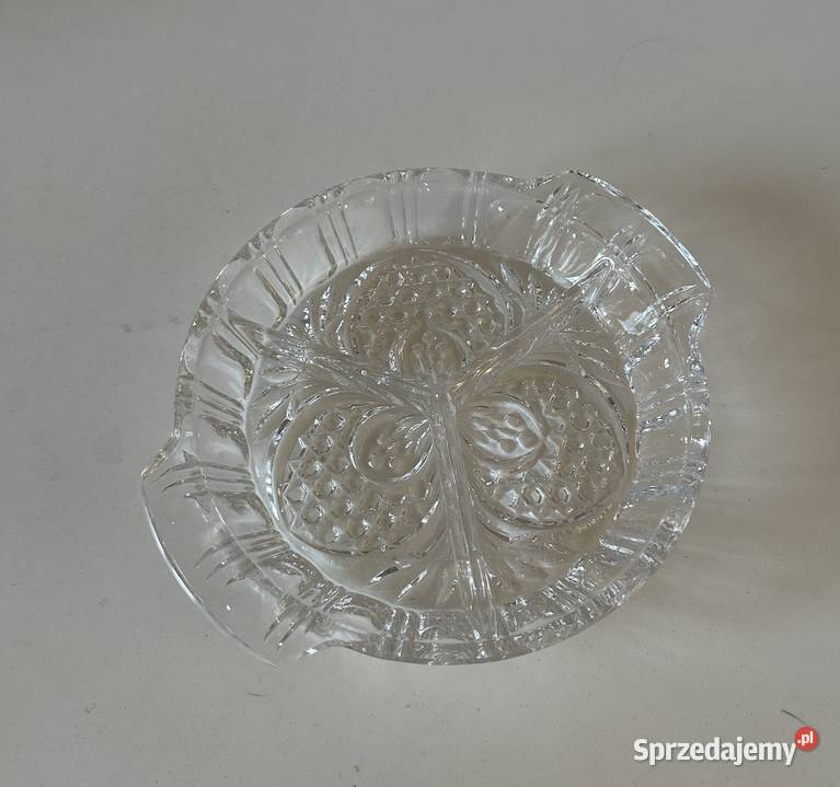 Talerz dekoracyjny kryształowy na przystawki lat Łódź