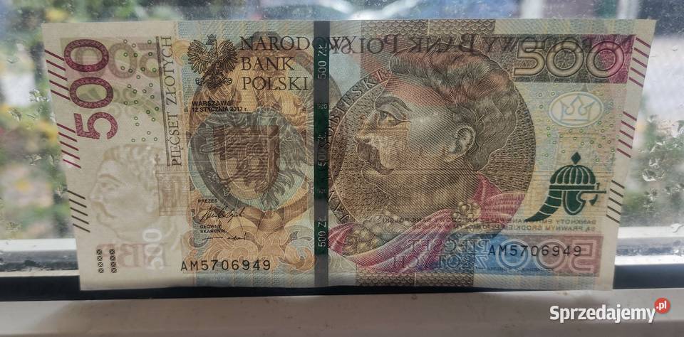 Banknoty 500 2017 r 4 kolejne numery serii UNC Pruszków sprzedam