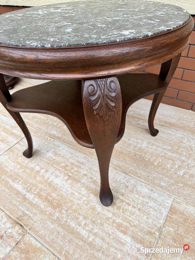 Stolik z kamiennym blatem stylowy kawowy okrągły mazowieckie Sulbiny