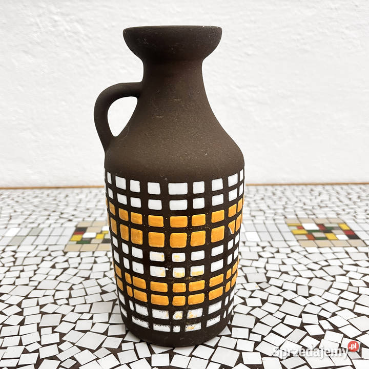 Ceramiczny wazon z uchem Strehla Keramik Niemcy wielokolorowy mazowieckie Warszawa