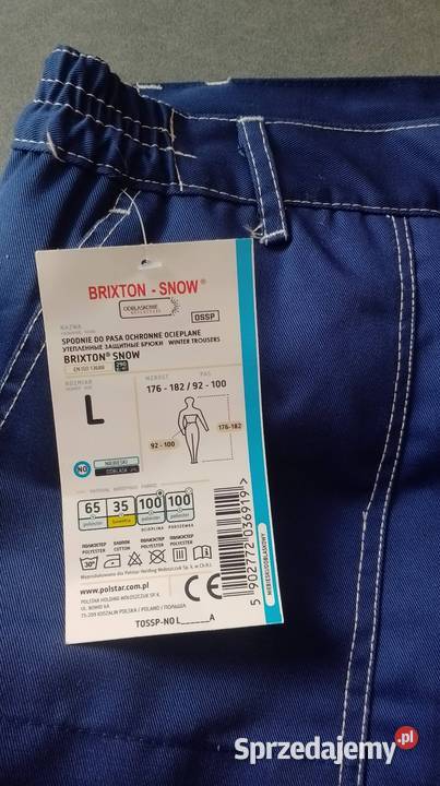 Spodnie robocze L Nowe ocieplane firmy Brixton Czarzyzna