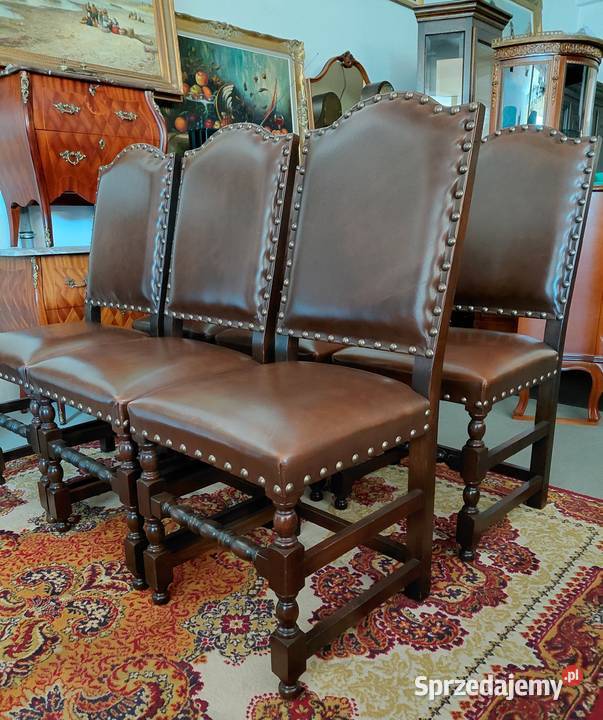 Eleganckie stylowe krzesła skórzane 6 sztuk Białystok