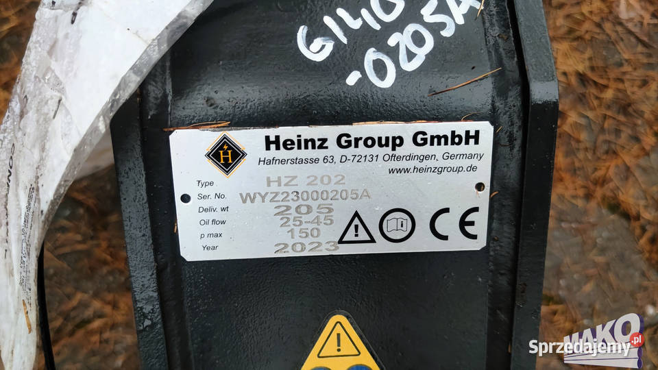 Młot hydrauliczny Heinz HZ202 200 NOWY do Ostrowiec Świętokrzyski sprzedam