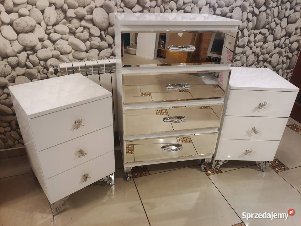 Zestaw komoda Glamour 2 szafki nocne MDF Nowy Sącz