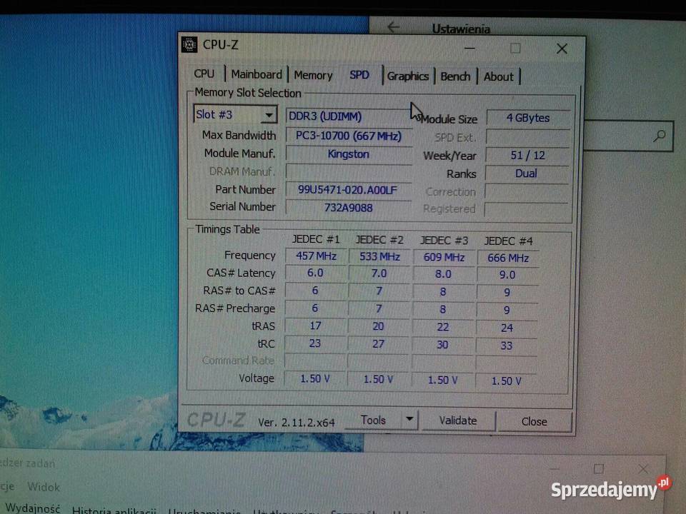 Kingston niskoprofilowy DDR3 4GB 1333MHz kujawsko-pomorskie Bydgoszcz