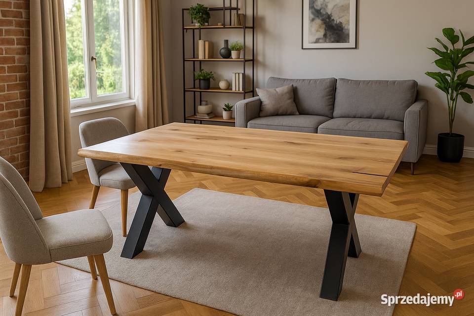 Stół Dębowy LOFT 100 Lite Drewno DĄB Rozkładany 77cm Katowice