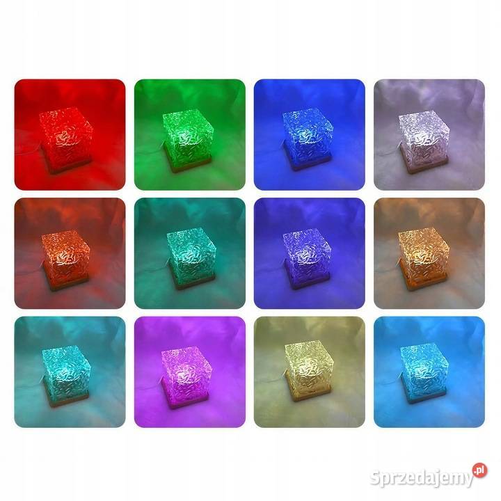 Lampka Nocna Kostka Efekt Wody LED 16 kolorów na