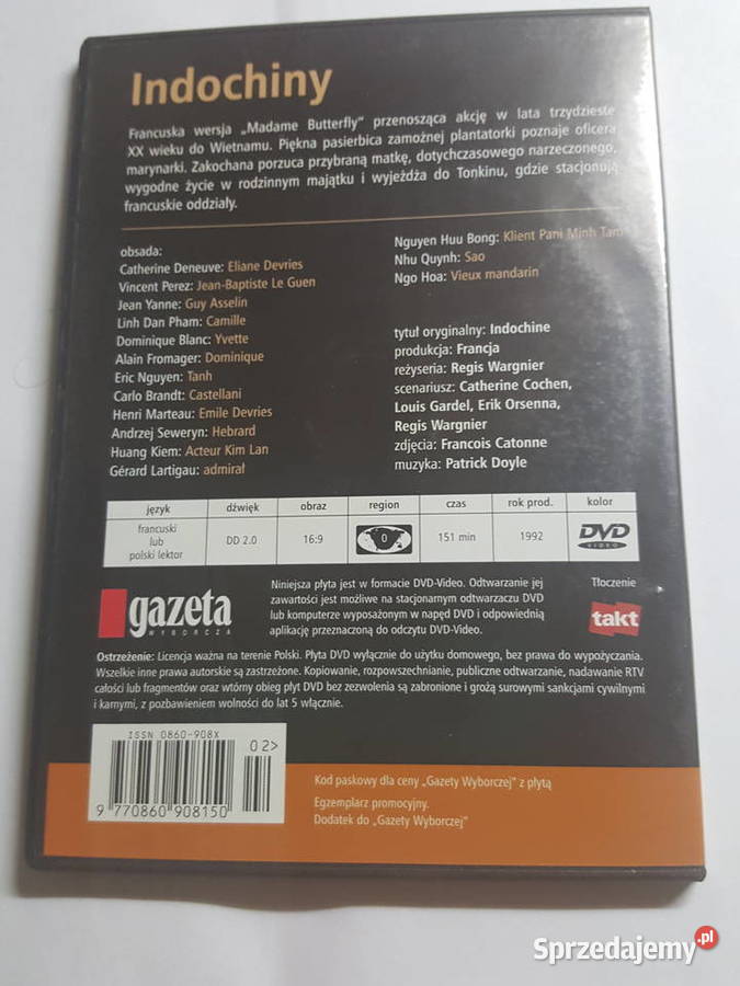 Film na płycie DVD video INDOCHINY płyta z wielkopolskie Złotniki