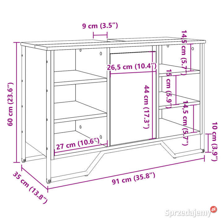 Szafka pod umywalkę dąb sonoma 91x35x60 WM848665