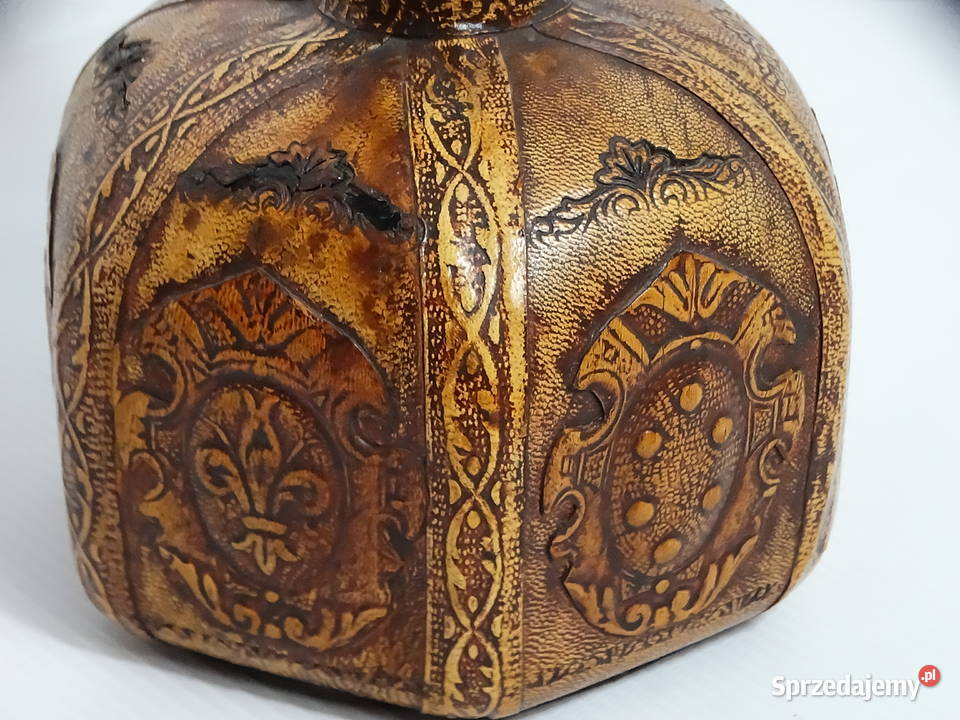 Włoska Karafka Vintage 1L Skóra Tłoczona Biłgoraj