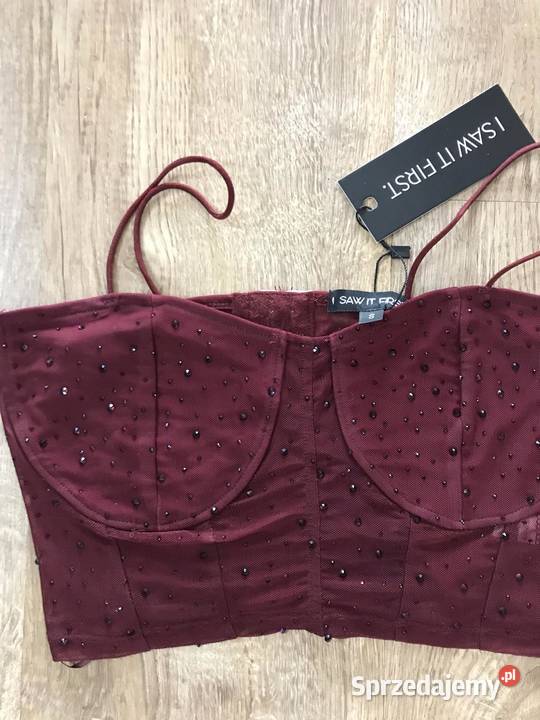 Bordowy top gorsetowy S Hajnówka