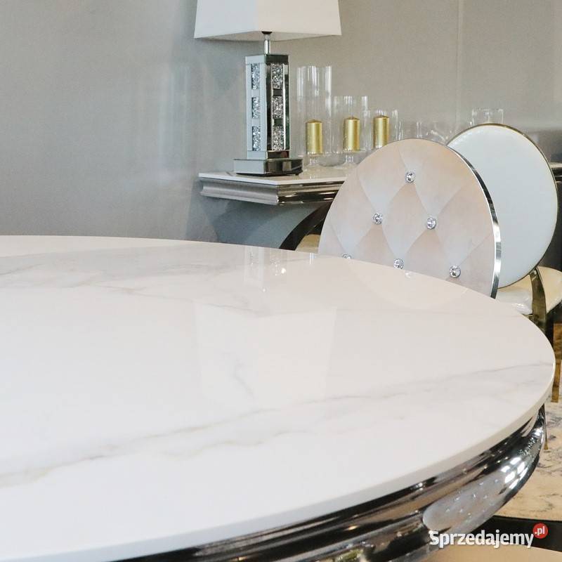 Stół glamour Dallas 130 okrągły szklany stolik Warszawa