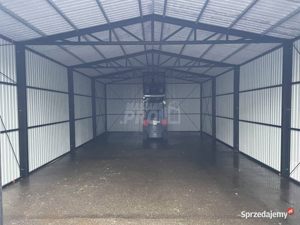 Hala Garaż 7x11 m brama dwuskrzydłowa drzwi 409zł/m2 Braniewo