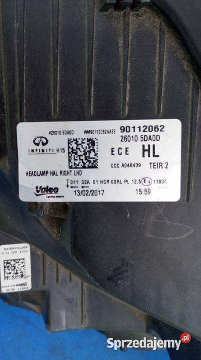 LAMPA REFLEKTOR PRAWY PRZÓD EU LED INFINITI Q30 Lampy przednie wielkopolskie Nowy Tomyśl