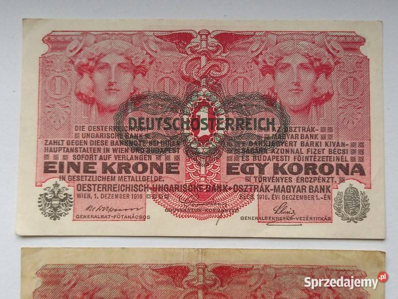 Banknoty 1koron AustroWegry z nadrukiem 1 Koszalin sprzedam