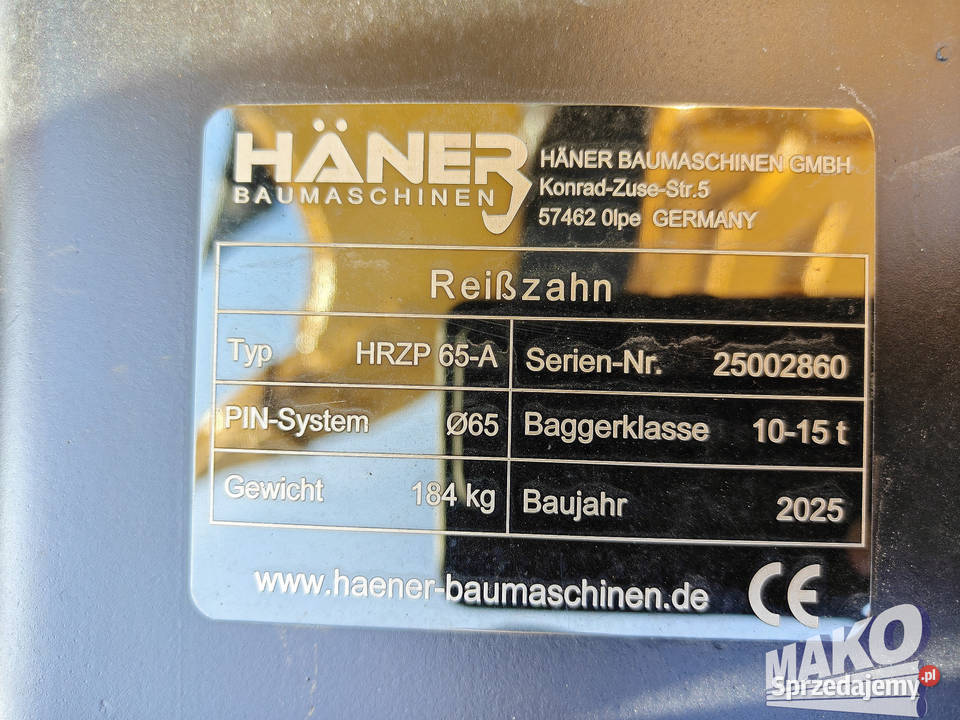 Nowy zrywak do koparki Haner HRZP 65A Miller fi