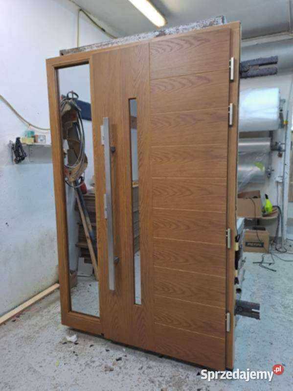 Drzwi drewniane szyba lustro złoty dąb Inowrocław