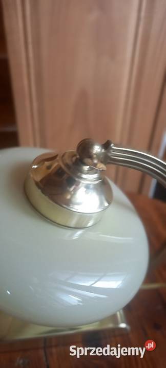Lampka w stylu Art Deco z mosiądzu klosz beret Skierniewice
