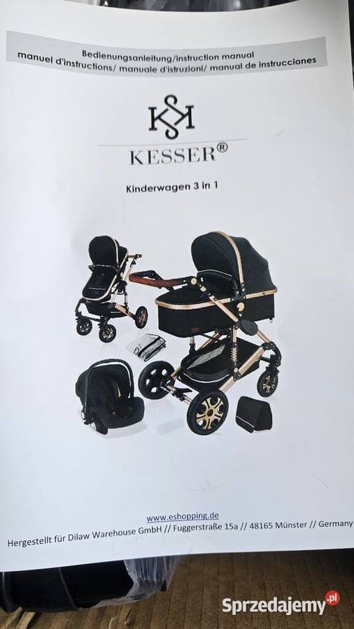 Wózek kesser loops 3in1 czarno biały nowy Wieliczka