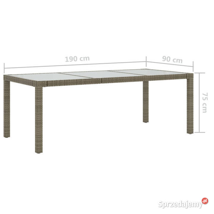 Stół ogrodowy szary 190x90x75 szkło hartowane i Warszawa sprzedam