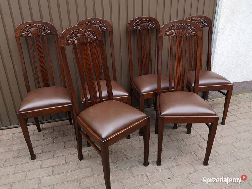 Krzesła Dębowe Wysokie Politura Stare Antyk Swarzędz sprzedam